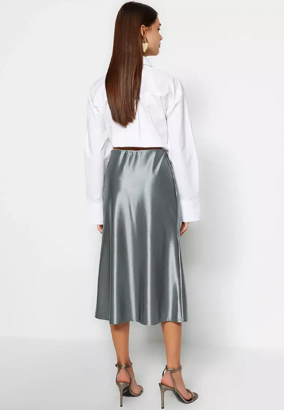 TRENDYOL Midi Satin Skirt